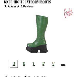 John Fluevog Green Knee-High Platform Boots